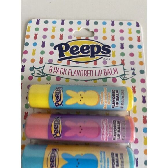 8 Pack Peeps Flavored Lip Balm Easter Basket Stuffer Cotton Candy Vanilla Grape - Picture 2 of 13